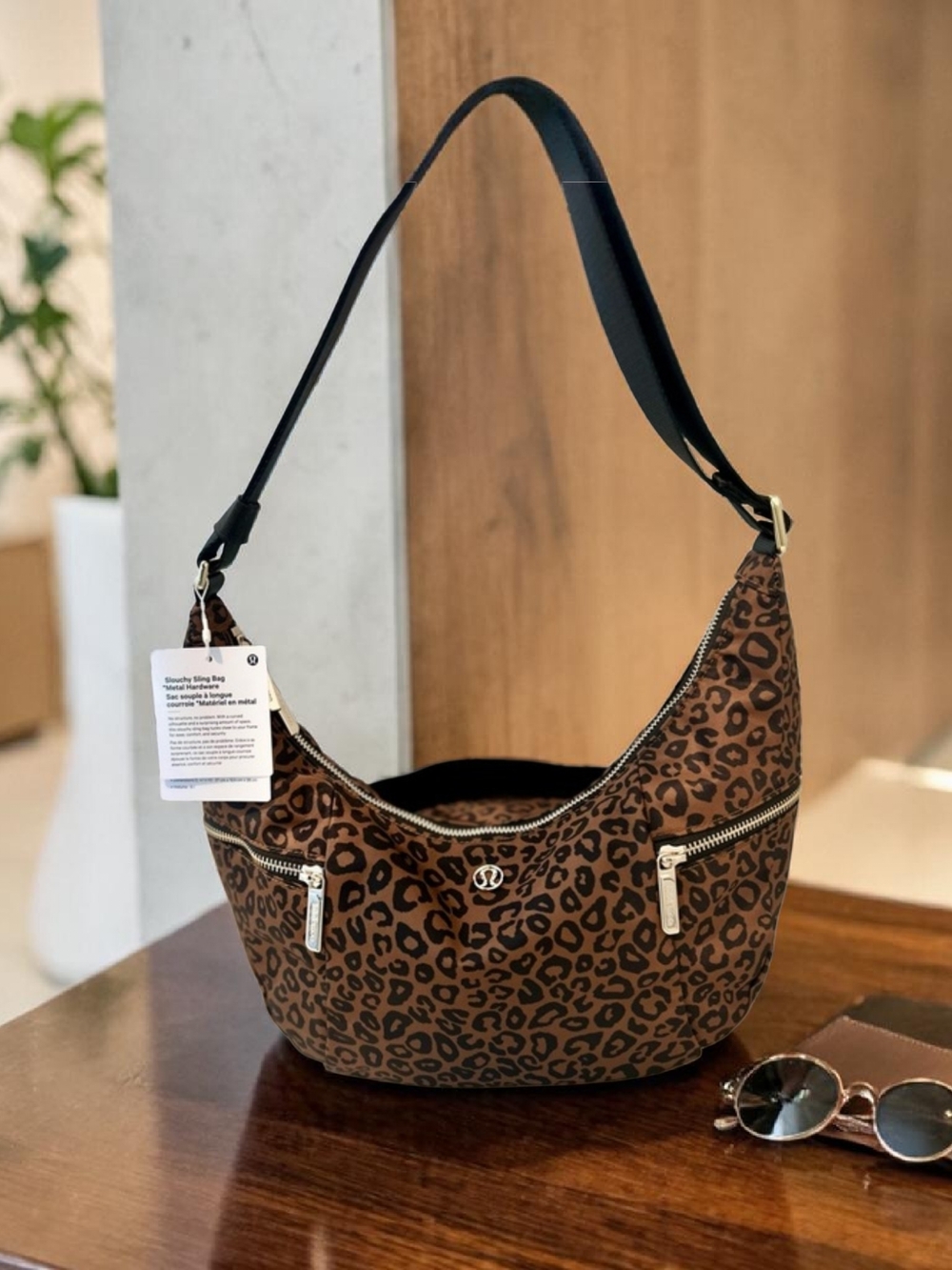 Lululemon Slouchy Sling Bag 6L in the Leopardo Shift Desert Khaki Multi